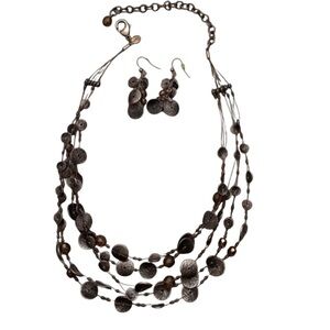 Chico’s Copper and bronze colored necklace and earring Set